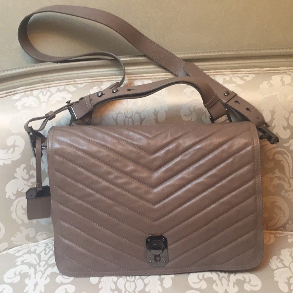 Stuart Weitzman taupe leather crossbody bag